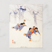子ども日本の転がの大きな雪玉 ポストカード (正面)