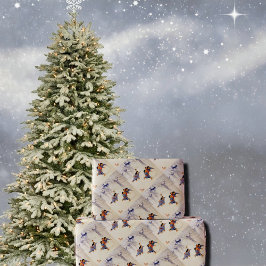 子ども日本の転がの大きな雪玉 ラッピングペーパー