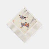 子ども日本の転がの大きな雪玉 縁ありカクテルナプキン (角)