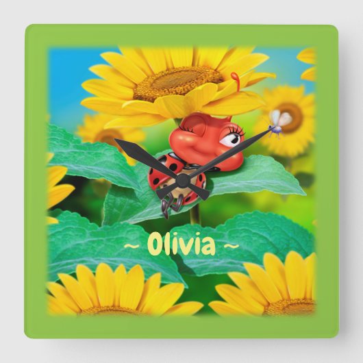 子ども時計 スクエア壁時計 (正面)