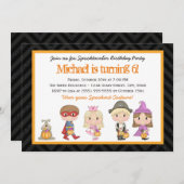 子ども服のハロウィン誕生日パーティーの招待 招待状 (正面/裏面)