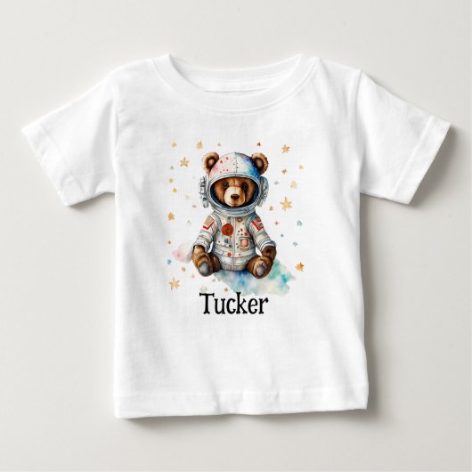 子ども服をパーソナライズ宇宙飛行士ベア ベビーTシャツ (正面)