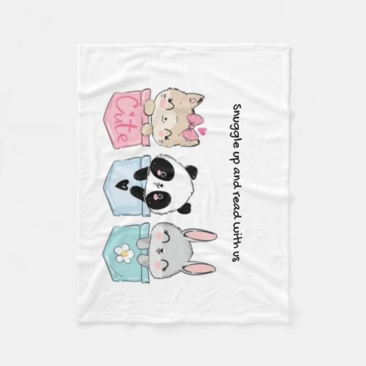 子ども毛布読を寄せて寄り添う フリースブランケット (正面)