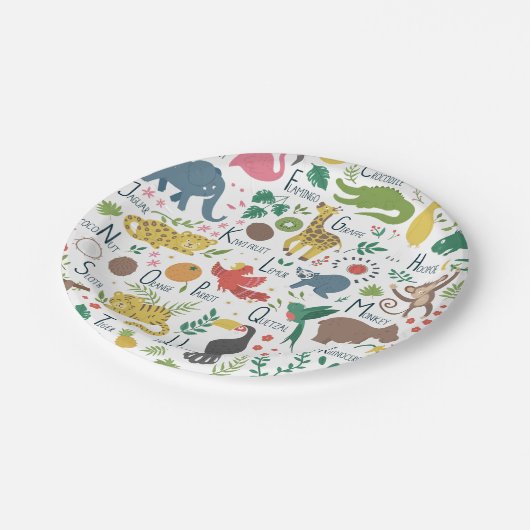 子ども用のトロピカルアルファベット ペーパープレート (アングル)