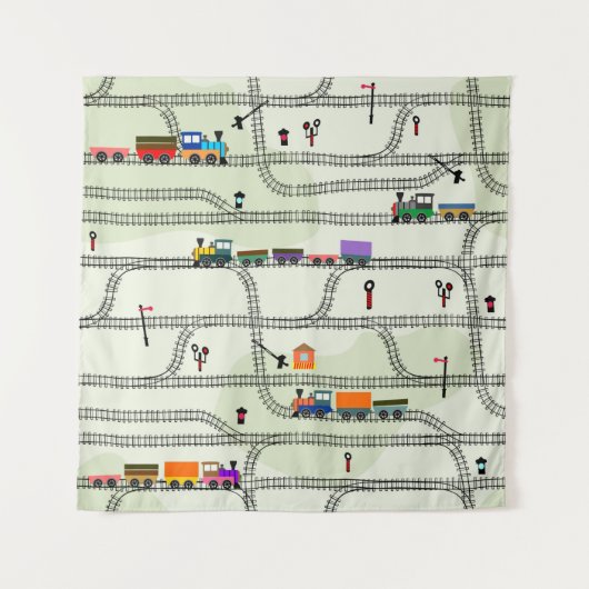 子ども用の継おもしろいぎ目のない鉄道 タペストリー (正面)
