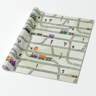 子ども用の継おもしろいぎ目のない鉄道 ラッピングペーパー