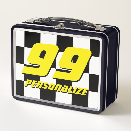 子ども用カスタムの市松模様にの弁当箱 メタルランチボックス (正面)