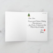 子ども用ソックモンキークリスマス誕生日カード シーズンカード (内部)