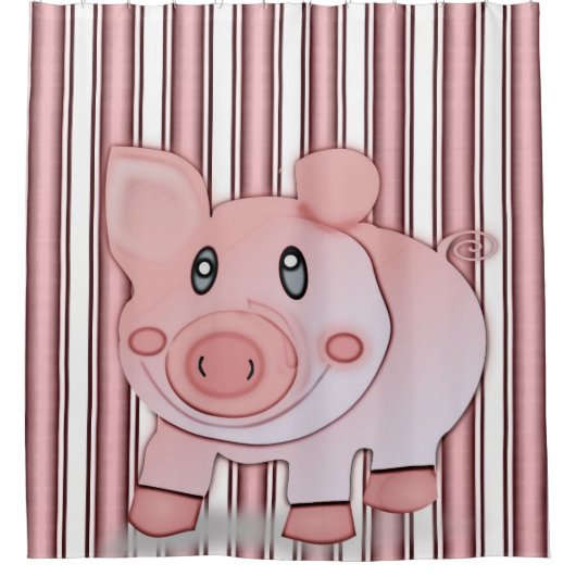 子ども用ピッグピンクのシャワーカーテン シャワーカーテン (正面)