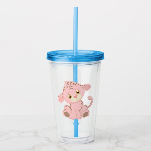 子ども用ピンクヒョウ杯 アクリルタンブラー (正面)