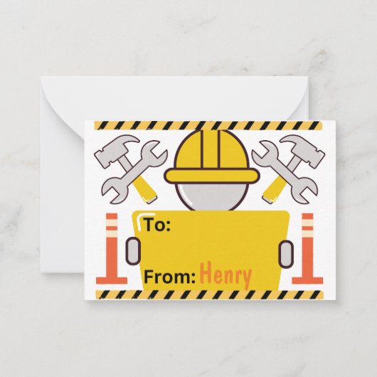 子ども用建設バレンタインカード「君のこと掘り下げて好き！」 ノートカード (裏面)