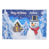 子ども用枕独身の箱クリスマス雪だるま 枕カバー (裏面)