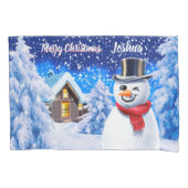 子ども用枕独身の箱クリスマス雪だるま 枕カバー (正面)