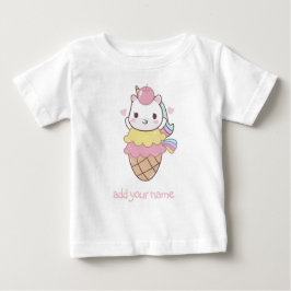 子ども用Tシャツユニコーン+アイスクリームコーン ベビーTシャツ