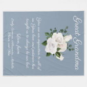 子ども素晴らしのメッセージ白バラ フリースブランケット (正面(横))