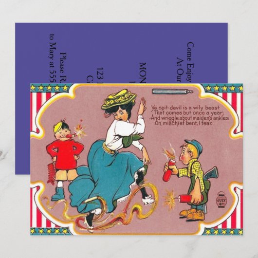 子ども花火いたずら女 招待状 (正面/裏面)