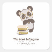 子ども蔵書票読の本好き スクエアシール (正面)