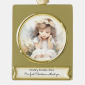 子ども記念初めてのクリスマスなし ゴールドプレートバナーオーナメント (正面)