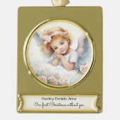 子ども記念初めてのクリスマスなし ゴールドプレートバナーオーナメント (正面)