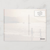 子ども遊がビーチにセピア色で ポストカード (裏面)