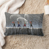 子ども遊が目の前にバケツを持って ランバークッション (ブランケット)