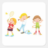 子ども遊のスポーツ スクエアシール (正面)