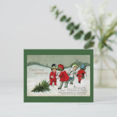 子ども運搬クリスマスツリーヴィンテージ シーズンポストカード (スタンド正面)