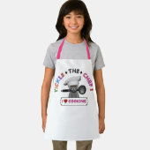 子ども達がシェフをくすぐる猫エプロンおもしろいピンクレター エプロン (インサイチュ)