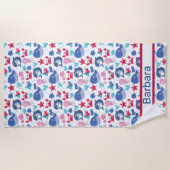 子ども達が一匹のクジラを食べる ビーチタオル (正面)