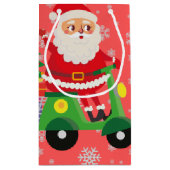 子ども達にプレゼントかわいいハッピーサンタショッピングピンク スモールペーパーバッグ (裏面)