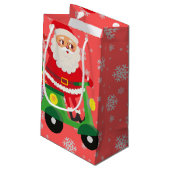 子ども達にプレゼントかわいいハッピーサンタショッピングピンク スモールペーパーバッグ (裏面アングル)