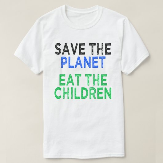 子ども達の食べ贈り物を地球に救う Tシャツ (デザイン正面)