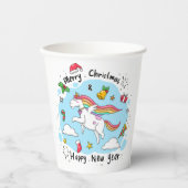 子ども青ユニコーン 紙コップ (正面)