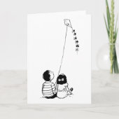 子ども飛んでいるが凧のグリーティングカード カード (正面)