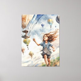 子ども飛んでいるの凧 キャンバスプリント