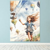 子ども飛んでいるの凧 キャンバスプリント (インサイチュ (ウッドフロア))