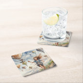 子ども飛んでいるの凧 スクエアペーパーコースター (インサイチュ)