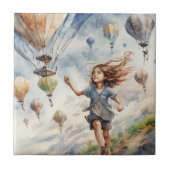 子ども飛んでいるの凧 タイル (正面)