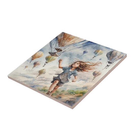 子ども飛んでいるの凧 タイル (側面)