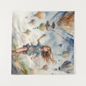 子ども飛んでいるの凧 タペストリー (正面(横))