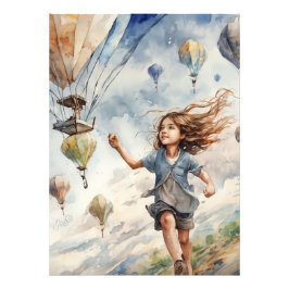 子ども飛んでいるの凧 フォトプリント           