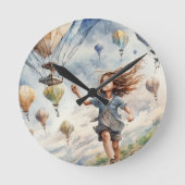 子ども飛んでいるの凧 ラウンド壁時計 (正面)