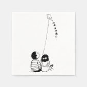 子ども飛んでいるアカイト紙ナプキンス スタンダードカクテルナプキン (正面)