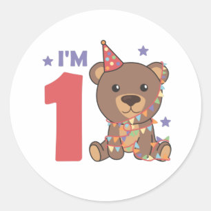 子ども1年Clの最初の誕生日のクマ ラウンドシール