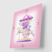 子どメリーもを囲む スクエア壁時計 (傾斜)