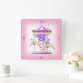 子どメリーもを囲む スクエア壁時計 (ホーム)