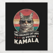 子なしの猫飼い女性はカマラ・ハリスに投票する ワインラベル (シングルラベル)