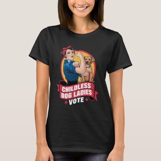子なし猫婦人会は犬に投票 リベッター犬 Tシャツ (正面)