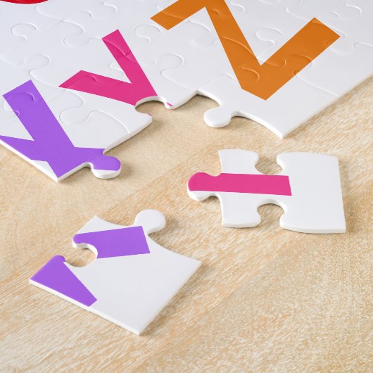 子のアルファベ数々のットカラーABC パーソナライズされた ジグソーパズル (側面)