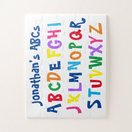 子のアルファベ数々のットカラーABC パーソナライズされた ジグソーパズル (縦)